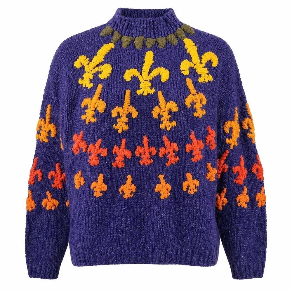 Vivian Wang Kitty Hawk Sweater Womens L Wave 90s Art Teacher Maximalist Fleur